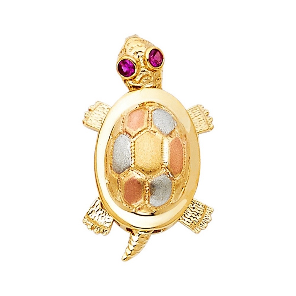 14K Tri Color Turtle Pendant